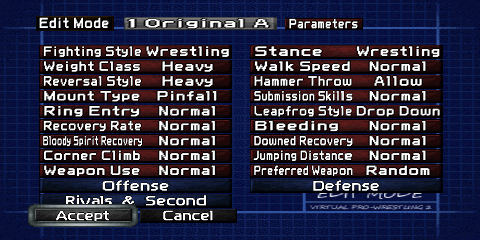 Screenshot of the Parameters editor.